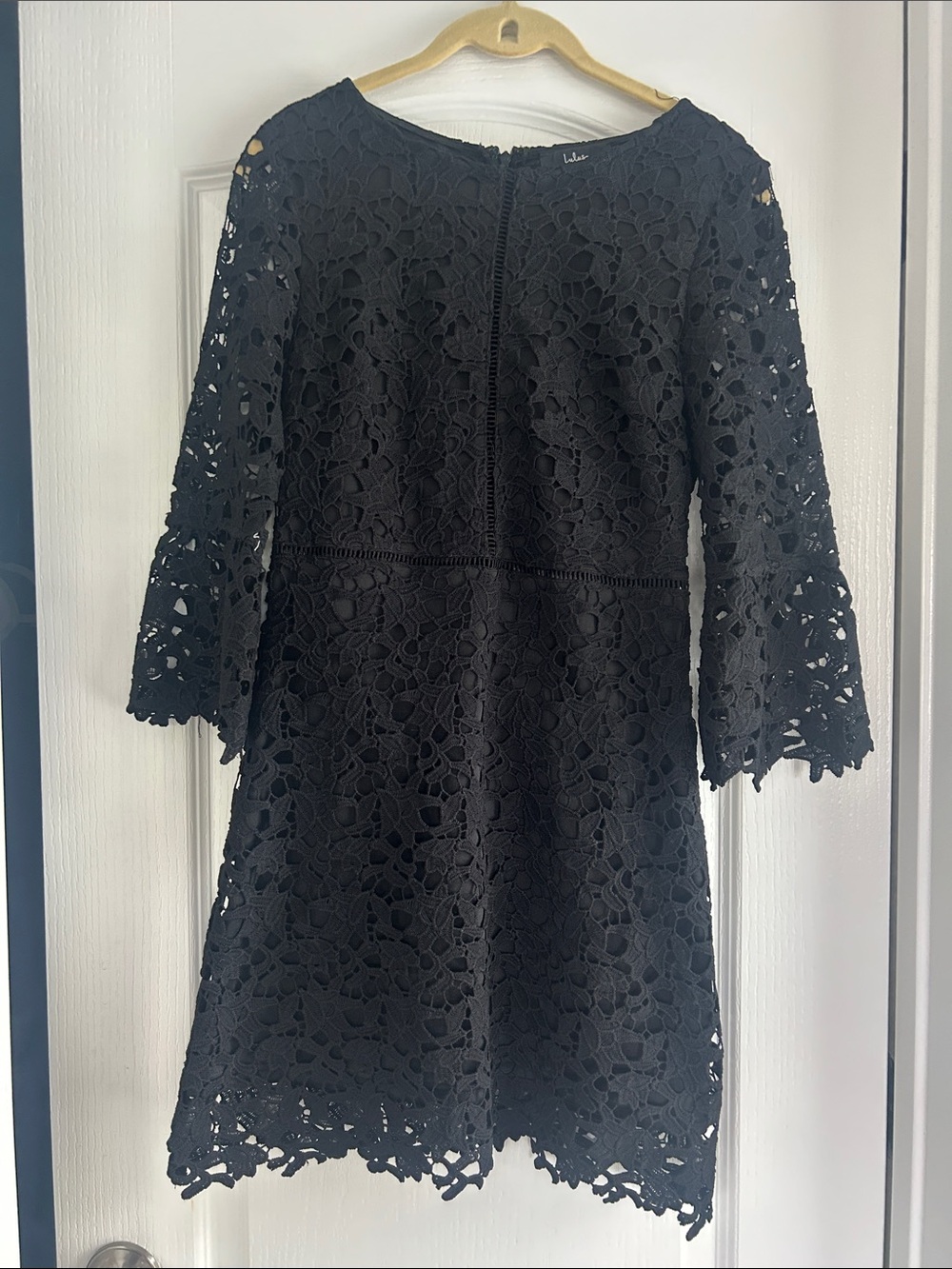 Lulu's Black Crochet Lace Long Sleeve Fit-and-Flare Dress